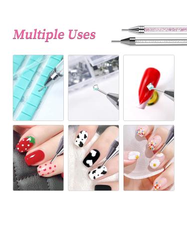 Sularpek Nail Rhinestone Picker Set - Dual-End Rhinestone Pickup Tool and Wax Pencil for DIY Nail Art Crafts (White Pink) - Buy Online on SooperMarket.com