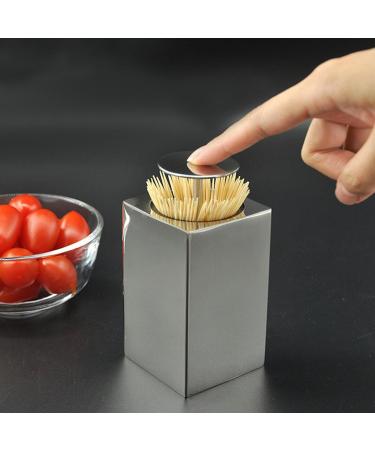 Calakono Stainless Steel Toothpick Holder - Stylish Press Dispenser for Home Bars Clubs & Caf s | International Shipping Available - Buy Online on SooperMarket.com