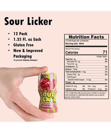 Slime Sour Lickers Candy 12 Pk - Gluten Free, Assorted Flavors - Watermelon, Green Apple, Cherry, Strawberry - Liquid Bulk Treat for Parties, Birthdays, Halloween - 1.35 Oz Each - Buy Online on SooperMarket.com