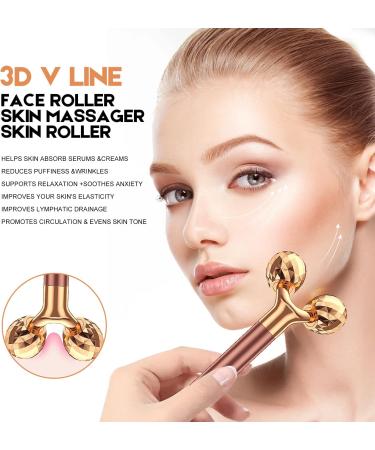 Beauty Bar 2-in-1 24k Golden Pulse Facial Massager | Electric Roller & T Shape Arm Eye Nose Head Massager | Skin Care Tool Kit - Buy Online on SooperMarket.com