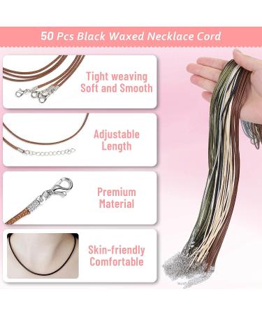 Paxcoo 50Pcs Necklace Cord with Clasp - 24 Inch Waxed Cotton Cord for Jewelry Making Supplies - Buy Online on SooperMarket.com