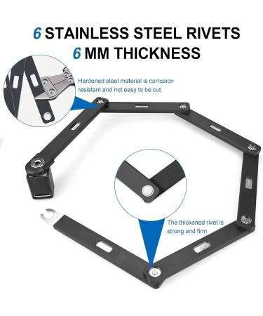 High-Security Folding Palace Bicycle Lock - Hardened Steel 6 Joints Includes 2 Keys & Key Ring - Perfect for Bikes & MTBs Black - Buy Online on SooperMarket.com