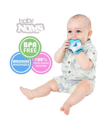 BabyNoms Teething Mitten - Dino Blue | Safe Silicone Teething Toy for Self-Soothing Relief - Buy Online on SooperMarket.com