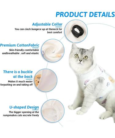 WLLHYF Cat Surgery Recovery Suit Breathable Kitten Onesie Full Bodysuit Clothes Post Neuter Surgery Spay Cone Anti Licking Abdominal Wound Protector for Small Male Female Pets (Medium) - Buy Online on SooperMarket.com