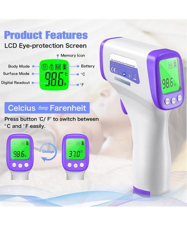 Thermometer for adults Digital Thermometer infrared Forehead thermometer Baby Thermometers with Fever Alarm LCD Screen Accurate Reading and Memory Function non Contact Temperature Thermometer - Buy Online on SooperMarket.com