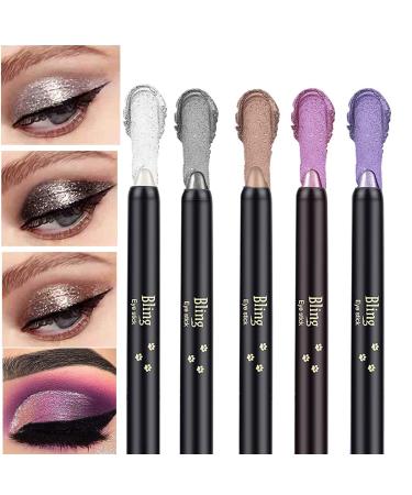 Aaiffey 5PCS Eyeshadow Stick Bright Light Shimmer Nautral Cream Eyeshadow Pencil Hypoallergenic Eyeshadow  Waterproof & Long Lasting Starter Eyeshadow Stick Sets 5 Colors