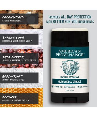 American Provenance Men's Aluminum Free Deodorant - Long-Lasting Natural Protection with Essential Oils - Oud Wood & Spruce Scent - Made in USA - Cruelty Free - 1 Pack - Buy Online on SooperMarket.com