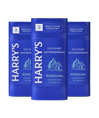 Harry's Extra-Strength Antiperspirant - Odor & Enhanced Sweat Control Antiperspirant for Men - Wildlands 2.5 oz Pack of 3 Antiperspirant Wildlands