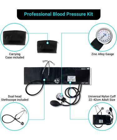 Scian Manual Blood Pressure Monitor - Professional Emergency Kit with Double-Head Stethoscope & Adult Cuff (22-42 cm) - International Shipping Available - Buy Online on SooperMarket.com