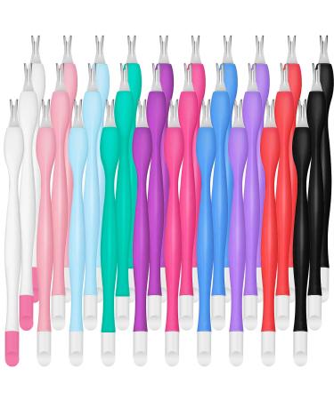 30 Pieces Cuticle Trimmer Remover Pusher Rubber Nail Cuticle Pusher Tipped Nail Cleaner Fork Double End Dead Skin Callus Removal Practical Nail Art Tools for Men and Women (Assorted Colors)