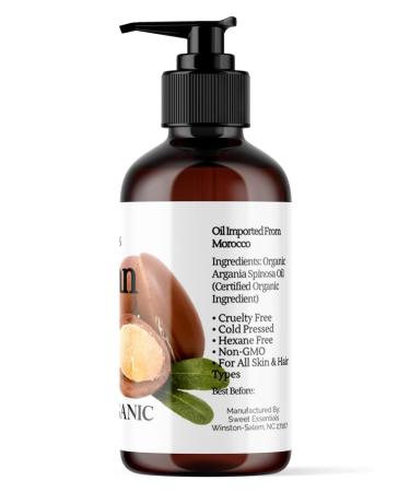 Premium Organic Moroccan Argan Oil 8oz - 100% Pure Cold Pressed Miracle Oil for Skin Hair & Nails - Imported from Morocco - Buy Online on SooperMarket.com