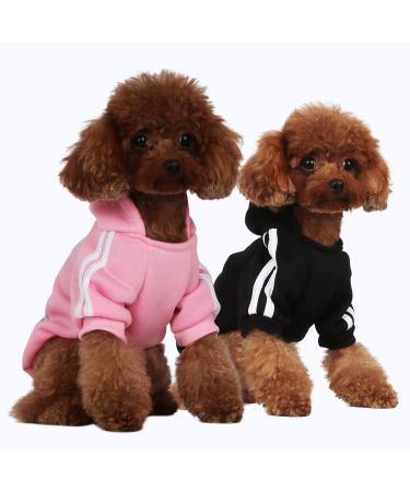 Dog Sweatshirt Hoodie 2 Pack Pet Puppy Sweaters for Small Dogs Girl Boy Chihuahua Doggie Clothes Outfit Apparel Cats Clothing Coats (Black/Pink Small) Black/Pink Small