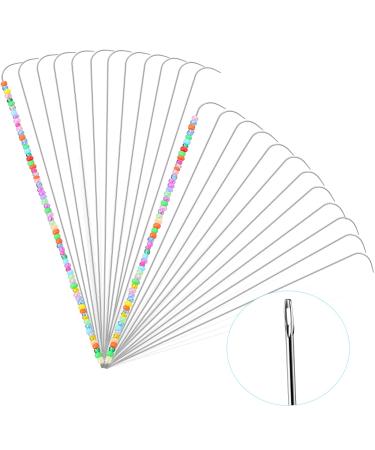 7.5 Inches / 6.3 Inches Big Eye Curved Needles Bead Spinner Needles Stainless Beading Needles Steel String Bead Needle for Sewing (8 Pieces)