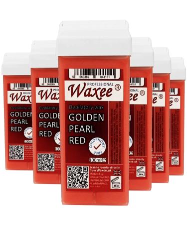 6 x 100ml roll on wax cartridge roller wax refill COLOPHONY FREE Waxee (Roll on wax Golden Pearl Red)