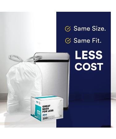 Plasticplace Custom Fit Trash Bags for simplehuman Code Q Bins - 50 Count, White Drawstring Garbage Liners - 13-17 Gallon - 25.25 x 32.75 - Buy Online on SooperMarket.com