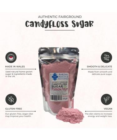 Baking Beauty and Beyond Passion Fruit Flavour Premium Floss Sugar - 400g Bulk Cotton Candy Flossing Sugar with Natural Ingredients - Buy Online on SooperMarket.com