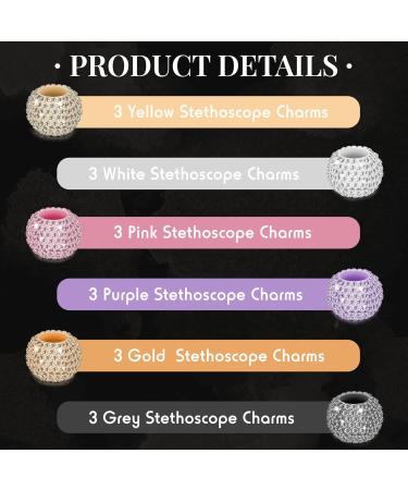 Buy 18 Bling Crystal Stethoscope Charms | Nurse & Vet ID Tags | Vibrant Colors for Accessories - Buy Online on SooperMarket.com