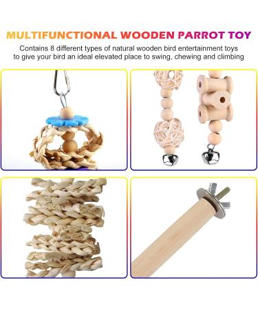 Buy 13-Part Natural Wood Parrot Toys - Bird Swing Climbing & Grinding Accessories for Budgies & Canaries - International Shipping Available - Buy Online on SooperMarket.com