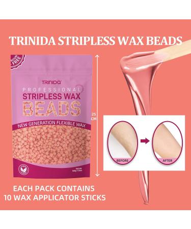 TRINIDa Rose Hard Wax Beads 500g with 10 Applicators - Gentle Hair Removal for Full Body, Facial and Legs - Painless Wax Beads for Women and Men - Buy Online on SooperMarket.com