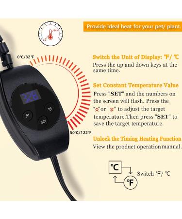 FIPASEN Reptile Heating Mat 6x8 Inch with Digital Thermostat - Ideal for Various Pets and Plants - Upgraded Heating Pad with Thermostat Included - Buy Online on SooperMarket.com