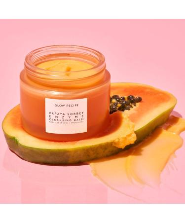 Glow Recipe Papaya Sorbet Enzyme Cleansing Balm 100ml - Facial Exfoliator & Makeup Remover with Papaya Seed Oil, Blueberry Extract & Apricot Kernel Oil - Buy Online on SooperMarket.com