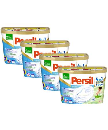 Persil Sensitive 4in1 Discs 64 (4 x 16) Washpia ecarn-certified sensitive detergent for allergy sufferers and babies with aloe vera effectively from 20 C to 95 C 4x 400 g 16 wash loads (4-pack)