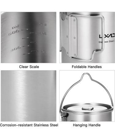 Lixada 750ml Stainless Steel Camping Cup Pot with Foldable Handles and Lid - Ideal for Outdoor Camping, Hiking, and Backpacking - Buy Online on SooperMarket.com