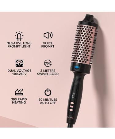 Terviiix 45mm Hot Brush | Ceramic Thermal Tourmaline Ionic Curling Wand with Digital Display | 5 Temperatures Dual Voltage | Black - Buy Online on SooperMarket.com