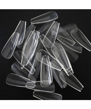 600pc Clear Acrylic Coffin False Nails - Full Cover Ballerina Shape for Women Teens Girls - Buy Online on SooperMarket.com