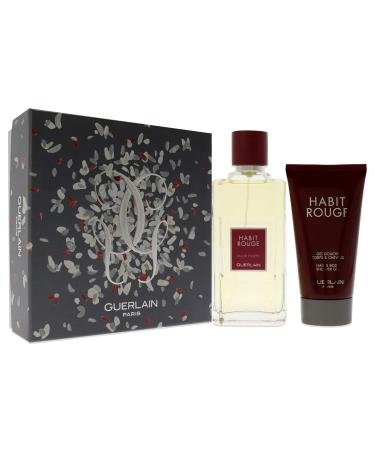 Guerlain Habit Rouge 3.4oz EDT Spray 2.5oz Shower Gel Men 2 Pc Gift Set - Buy Online on SooperMarket.com