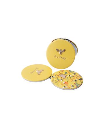 CGB Giftware | Compact Mirror | 'Bee Happy' | Yellow | Comes Gift Boxed | 2 Varied Magnifications | The Beekeeper Range | Ladies Compact Mirror |GB03892