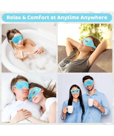 Heyu-Lotus Reusable Cooling Eye Masks - Hot Cold Therapy Gel Bead Mask for Puffy Eyes, Dark Circles, Dry Eyes - 2Pcs (Blue) - Buy Online on SooperMarket.com