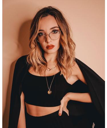 Cyxus Cat Eye & Round Vintage Blue Light Filter Glasses for Women - UV400 Anti-Harmful Protection - 2 Piece Set in Black & Black Gold - Buy Online on SooperMarket.com