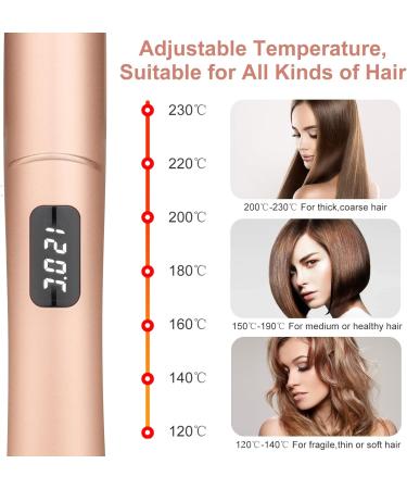 2 in 1 Hair Straightener and Curler with Adjustable Temperature Rose Gold Flat Iron for Styling Long, Short, and Thick Hair - Buy Online on SooperMarket.com