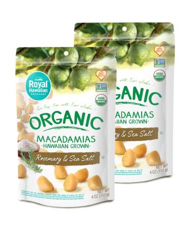 Royal Hawaiian Orchards Organic Rosemary & Sea Salt Macadamia Nuts, Organic, Gluten-Free, Vegan, Non-GMO, Kosher - 4 Oz (Pack of 2) Organic Rosemary & Sea Salt 4 oz (Pack of 2)