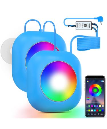 Lylmle pool lighting LED 40W double light with 6.5m cable for each light app control 12V underwater headlight with timer DIY several colors IP68 waterproof for installation pool installation pool boat blue 40W (2 in 1)