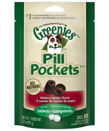 Greenies hickory smoke flavor pill pocket treats for dogs 30 count per pack 2 pack (60 count total)
