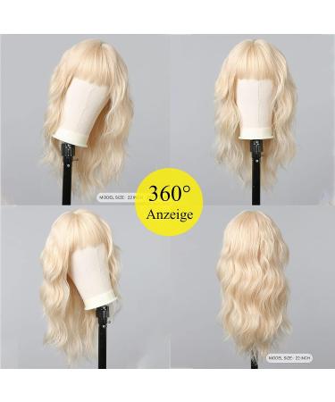 Allbell Long Wavy Blonde Wig for Women with Bangs - Heat Resistant Synthetic Hair Replacement - Buy Online on SooperMarket.com