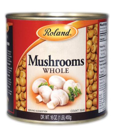 Roland Foods Whole Medium and Large Button Mushrooms, Specialty Imported Food, 16 Ounce (4 Pack)