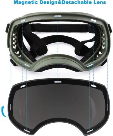 Ownpets Large Dog UV Sunglasses with 2 Magnetic Lenses - Windproof, Snowproof, and Protective Goggles for Long Snout Dogs - Green Frame - Buy Online on SooperMarket.com