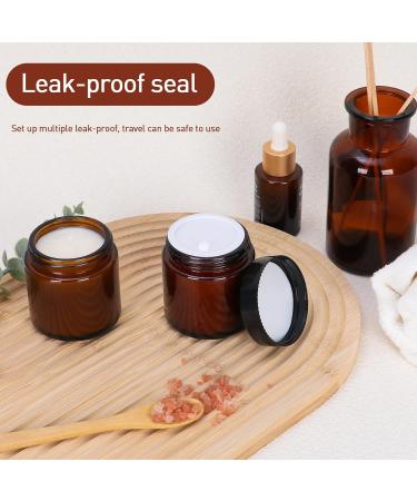 Yishik 4 oz Amber Glass Round Jars with Black Lids 6 Pack Empty Cosmetic Jars Face Cream Storage Containers for Powder Lotion Beauty Products Travel Favors Amber-4oz - Buy Online on SooperMarket.com