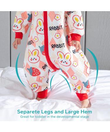 ZIGJOY Toddler Sleeping Bag 1.5 TOG | 100% Cotton Sleep Sack for 2-4T Baby | All Year Round Footed Baby Sleep Bag - Rabbit Design - Buy Online on SooperMarket.com