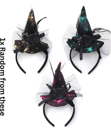 1x Random Halloween Headbands Spider Witch Hats Headwear Mesh design Flower tied with Ribbon Halloween Wizard Headdress Cosplay Dress Up Party Supplies Accessories Girl Women - Buy Online on SooperMarket.com