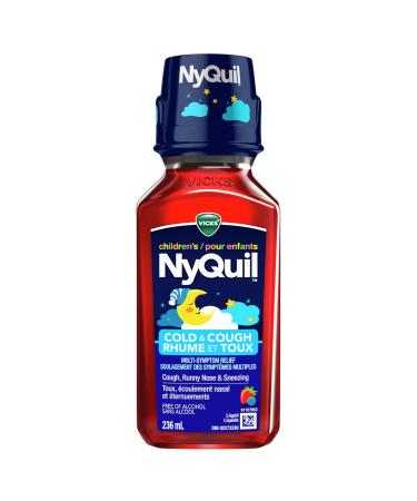Vicks Children's NyQuil Cold and Cough Syrup Multi-Symptom Relief from Cough Runny Nose Sneezing Berry Flavoured Ages 6+ 236 mL