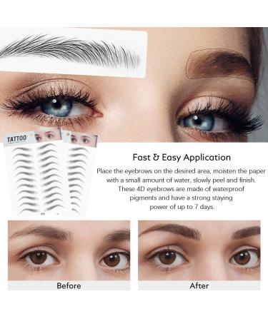 DKAF 3D Hair-Like Eyebrow Stickers - Waterproof & Natural Tattoo - 2 Pcs Brow Shaper Set - E16 - Buy Online on SooperMarket.com