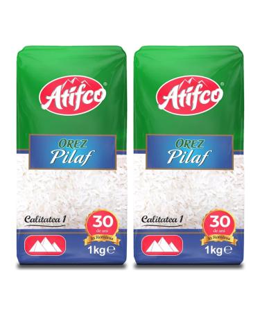 Atifco Orez Pilaf White Rice 1Kg | Long Grain White Rice | Fluffy and Flavorful Side Dish | Grown in Romania | Ideal for Stir Frys Salads & Currys | Pack of 2