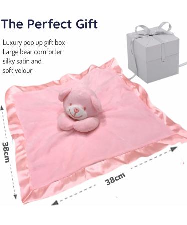 BUSHBABY Plush Teddy Comfort Blanket Gift Set - Perfect 1st Birthday or Newborn Present for Girls - Pink Cube Box - 10cm - Buy Online on SooperMarket.com