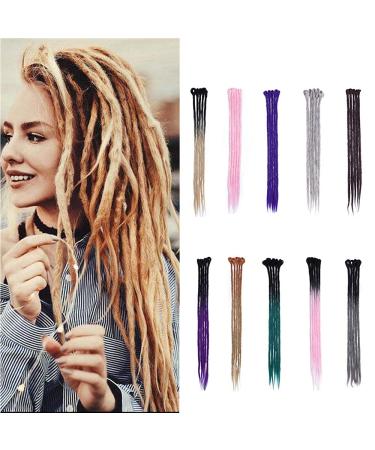 Silk-co Dreadlocks Braiding Hair Extensions All Human Handmade Ombre 24 inch Crochet Braids Reggae Hip-Hop Hairpiece Handmade for Braiding Black-Dark Purple