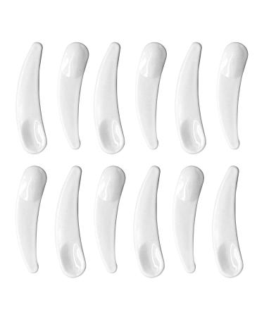 esowemsn 100Pcs Mini Disposable Curved Cosmetic Spoon Spatula Multi-functional Facial Mask Spoon Plastic Spoon Stick (White)