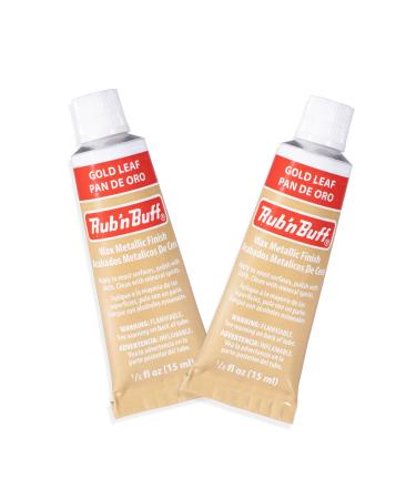 AMACO Rub n Buff Wax Metallic Finish - 2 Rub n Buff Gold Leaf 15ml Tubes - Versatile Gilding Wax for Finishing Furniture Antiquing and Restoration - Rub and Buff Colors Set of Two